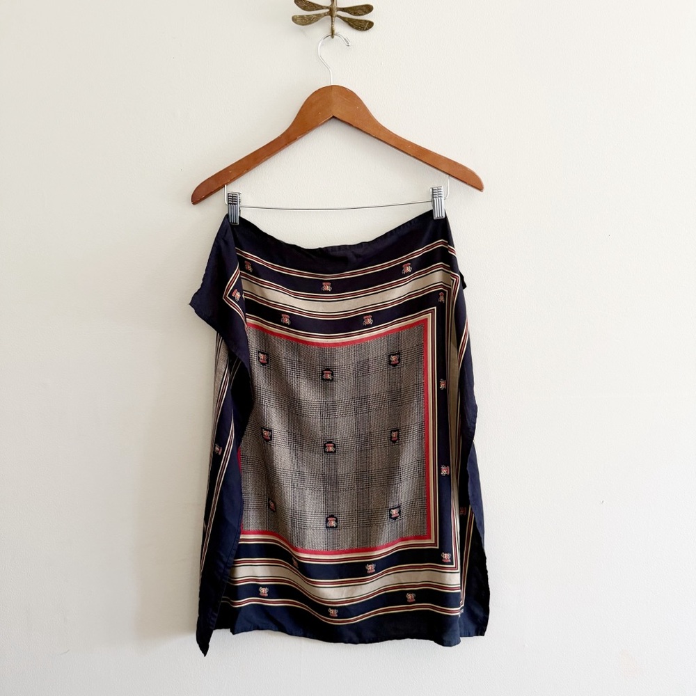 Vintage Evan Picone Cotton Oversized Crest Print Bandana Scarf